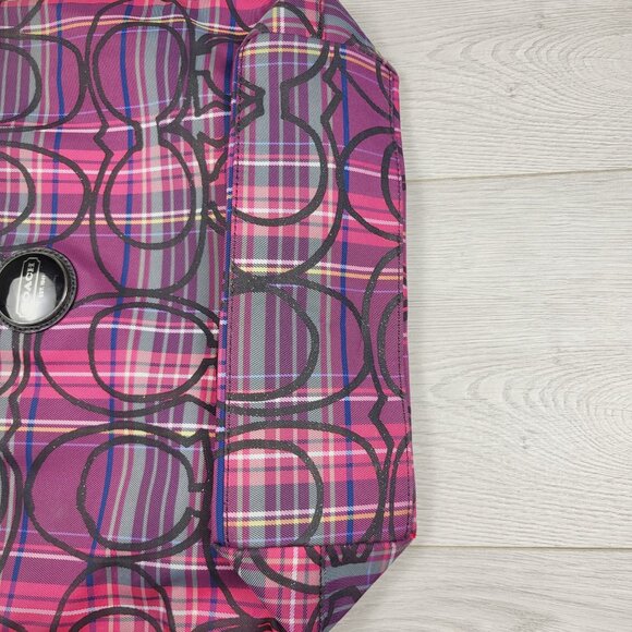 Coach Jewel Tone Poppy Tartan Plaid Signature Tote Bag - Picture 3 of 7